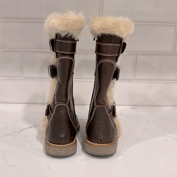 Kirsten Licet Shoes Faux Fur And Leather Brown Riding Boot Tall
